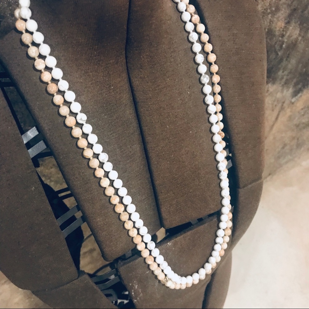 Vintage Beaded Necklaces Marble Stone 90s View 4